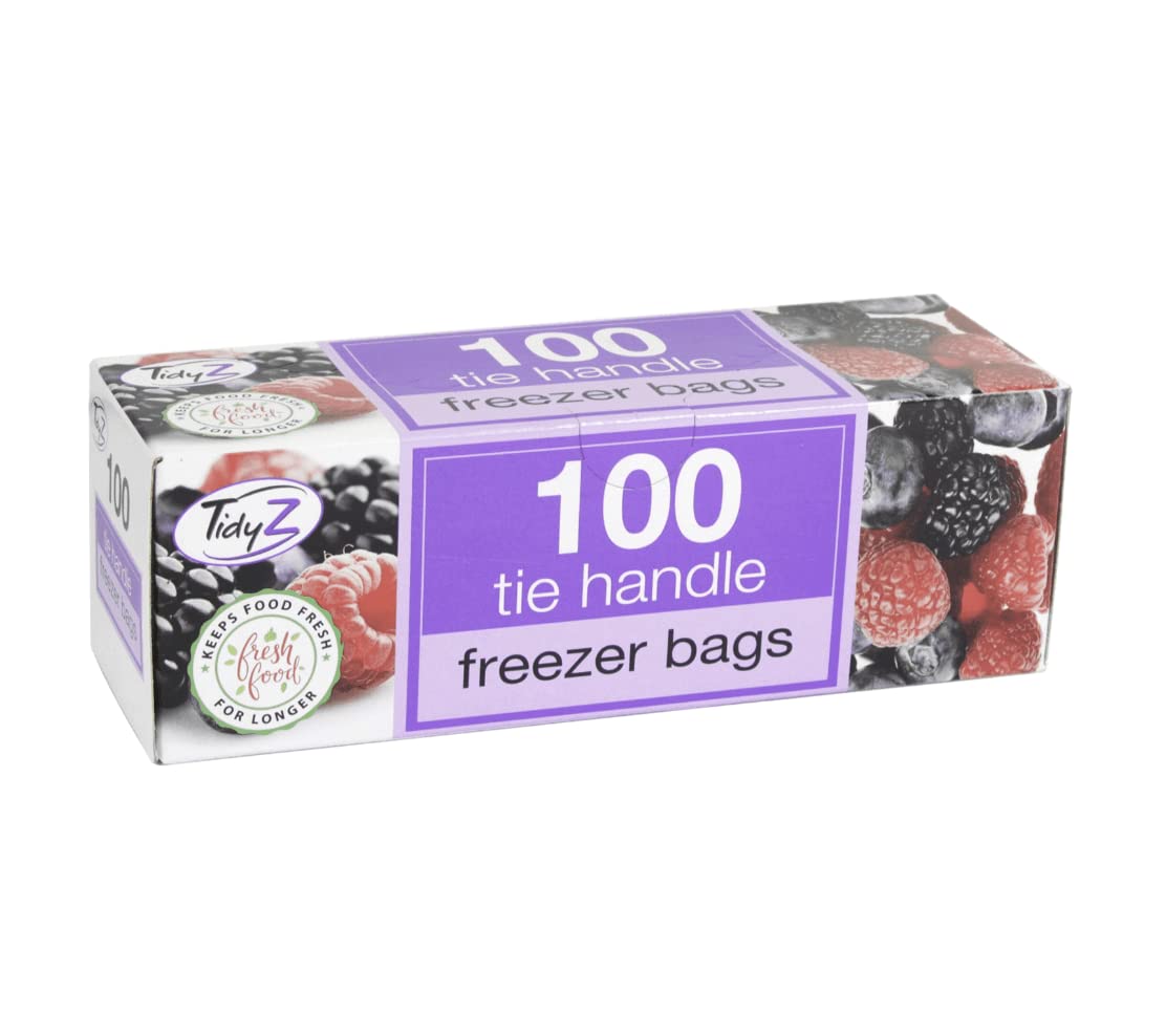 Food & Freezer Bags with tie Handles.- 100 Pack