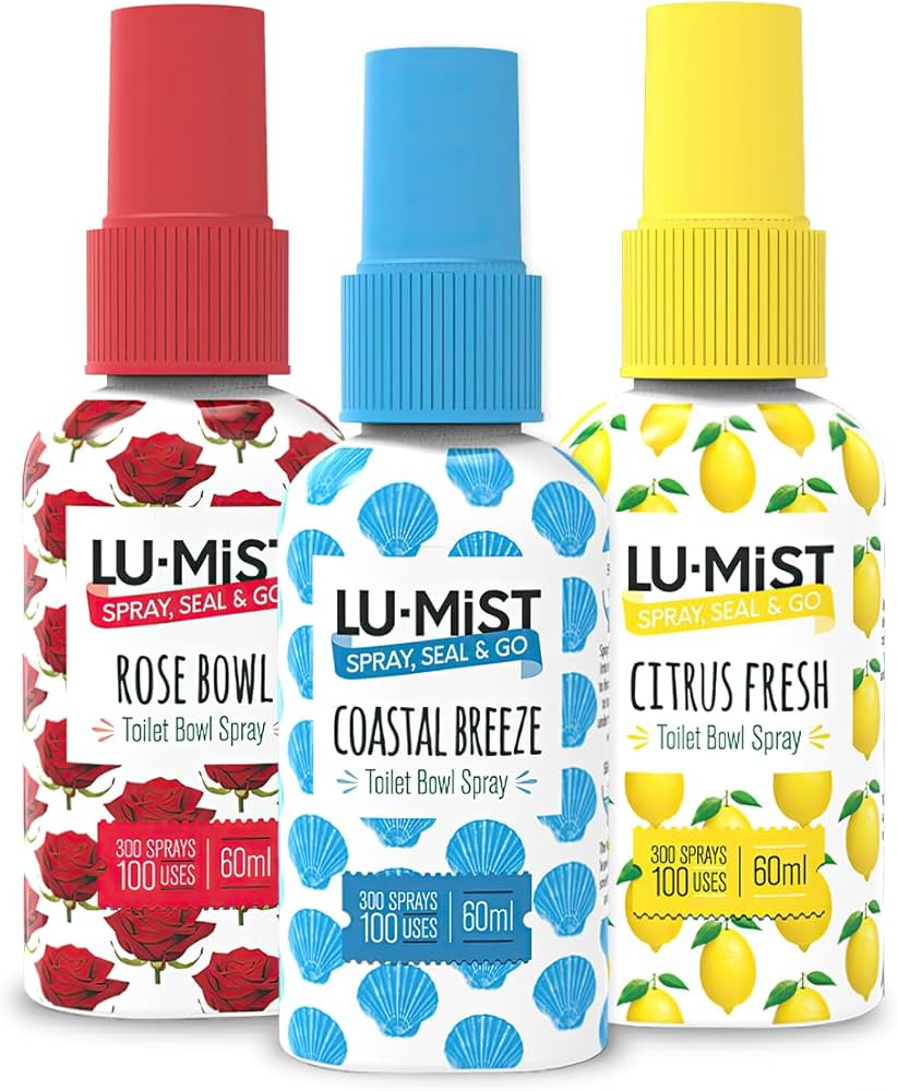 3 x 60ml Lu-Mist Assorted Toilet Bowl Spray Pack or 3 x 60ml Lu-Mist Assorted Toilet Bowl Spray Pack (Citrus Fresh, Rose Bowl, Coastal Breeze)