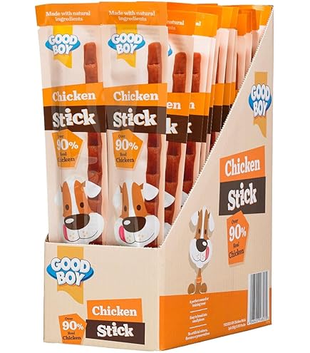 WUNDAPETS GOOD BOY DOG CHICKEN STICKS CHEWY TASTY MEATY TREAT SNACKS, 90% REAL CHICKEN, CASE OF 50