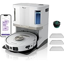 Shark PowerDetect Robot Vacuum and Mop with 30-Day Self-emptying and Cleaning Base - Anti-odour - 3D LiDAR Navigation - Wi-Fi / App - 3 Anti-microbial Pads and 2 Brushes Incl. - White