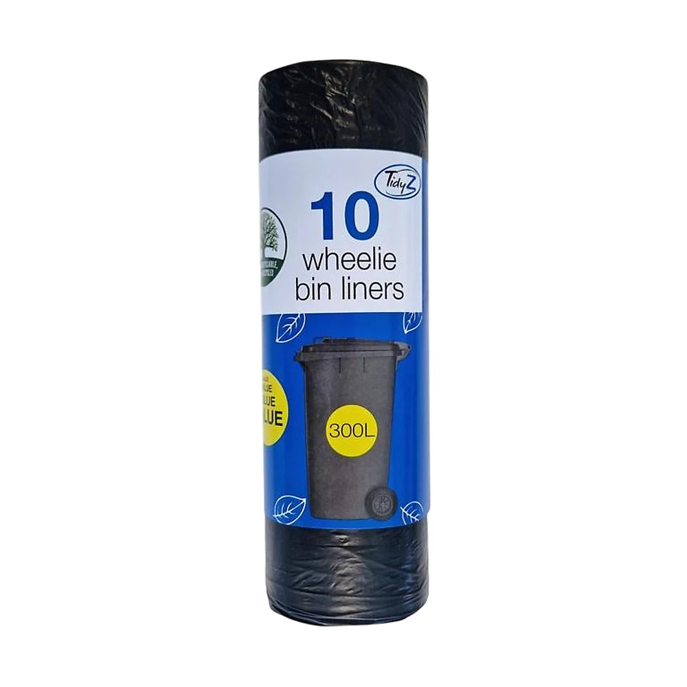Tidyz 10 Wheelie Bin Liners 300L Black Recycle Rubbish Waste Bags Refuse Sacks