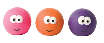 GoodBoy NEW 6 PCK 7 CM LATEX FACE BALLS BIG EYES DOG PUPPY SQUEAKY TOY 08383